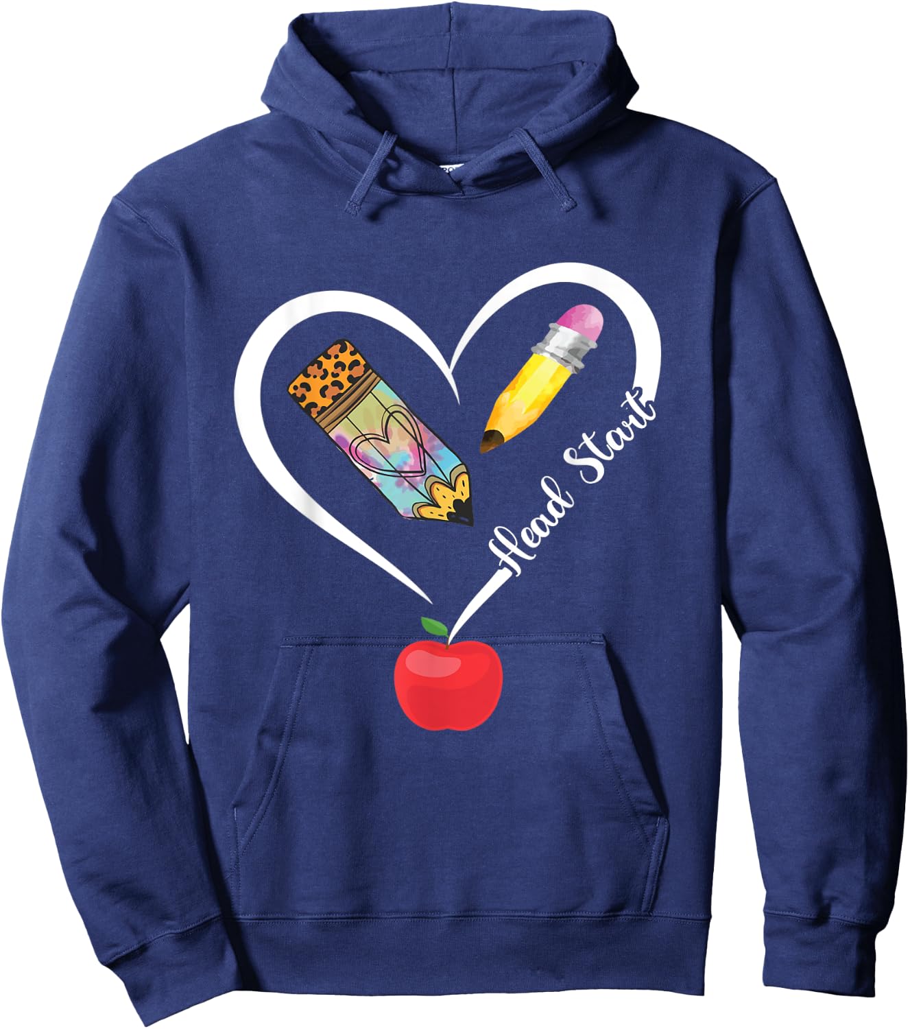 Head Start Teacher Heart Love Apple Headstart Teacher Hoodie - Hoodie | Navy