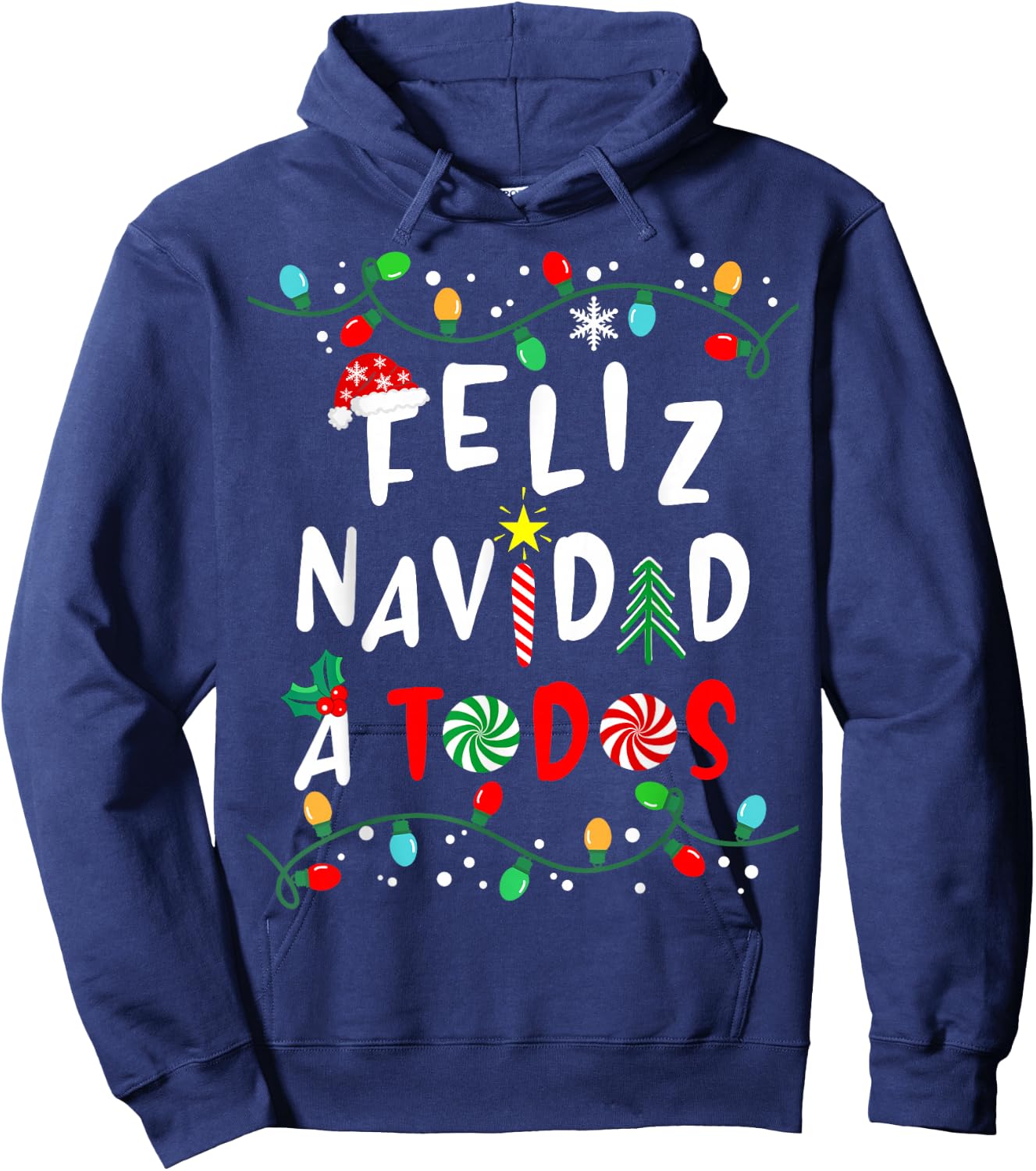 Feliz Navidad Shirt-Funny Mexican Christmas in Spanish Hoodie - Hoodie | Navy
