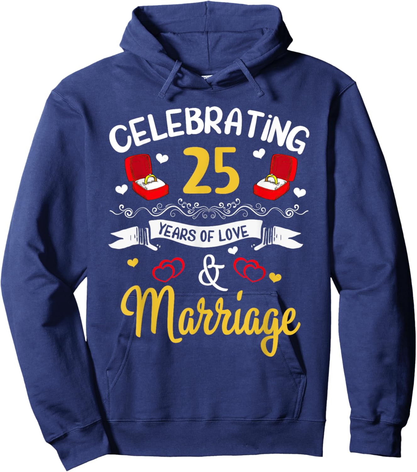 25th Marriage Anniversary 25 Years of love and marriage Hoodie - Hoodie | Navy