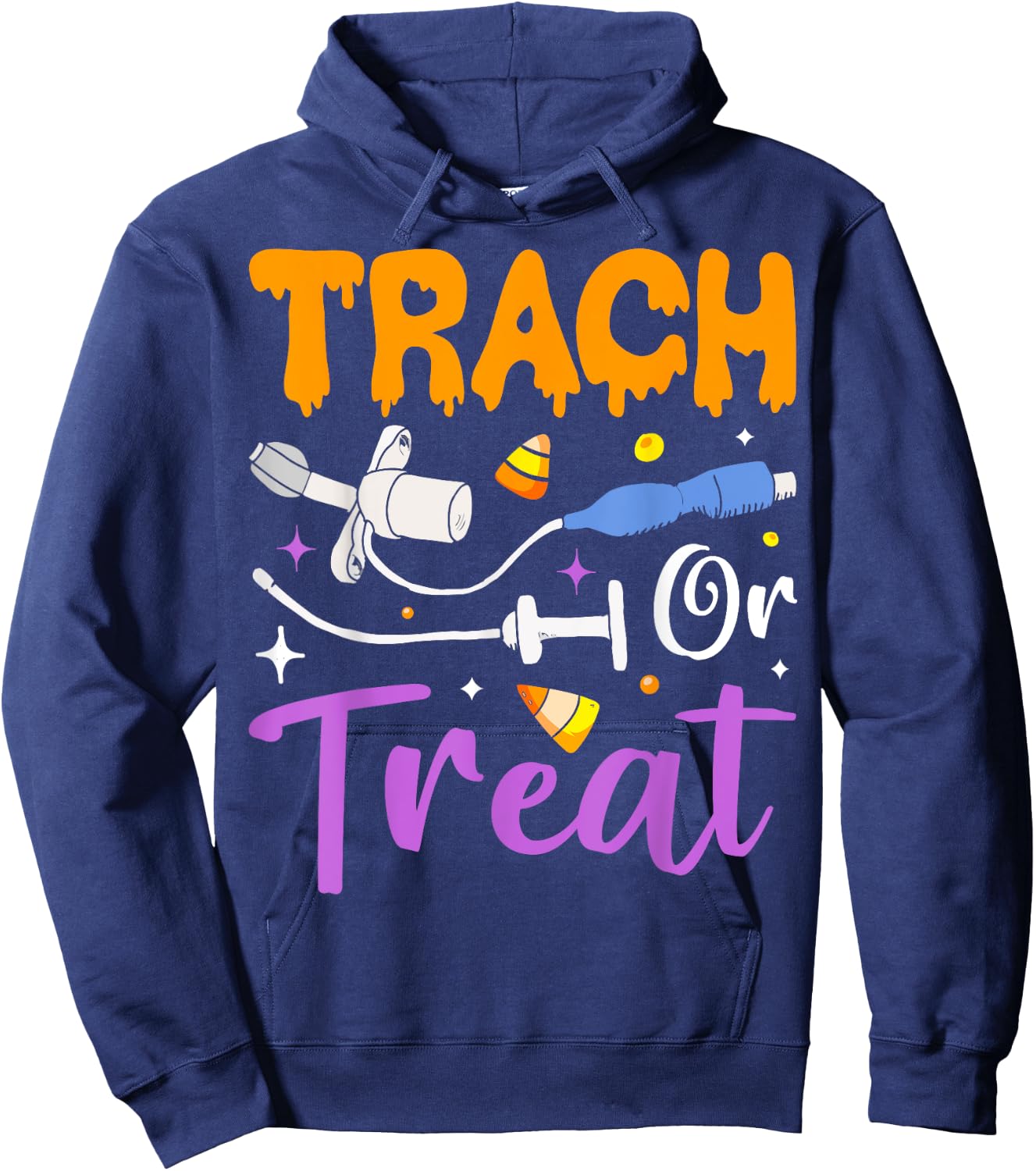 Halloween Lung Doctor Trach or Treat Respiratory Therapist Hoodie - Hoodie | Navy