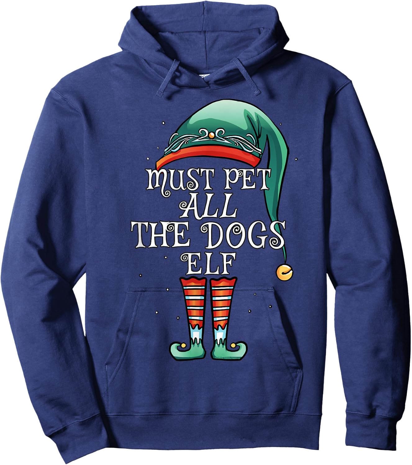 The Must Pet ALL the Dogs Elf Matching Family Christmas Hoodie - Hoodie | Navy