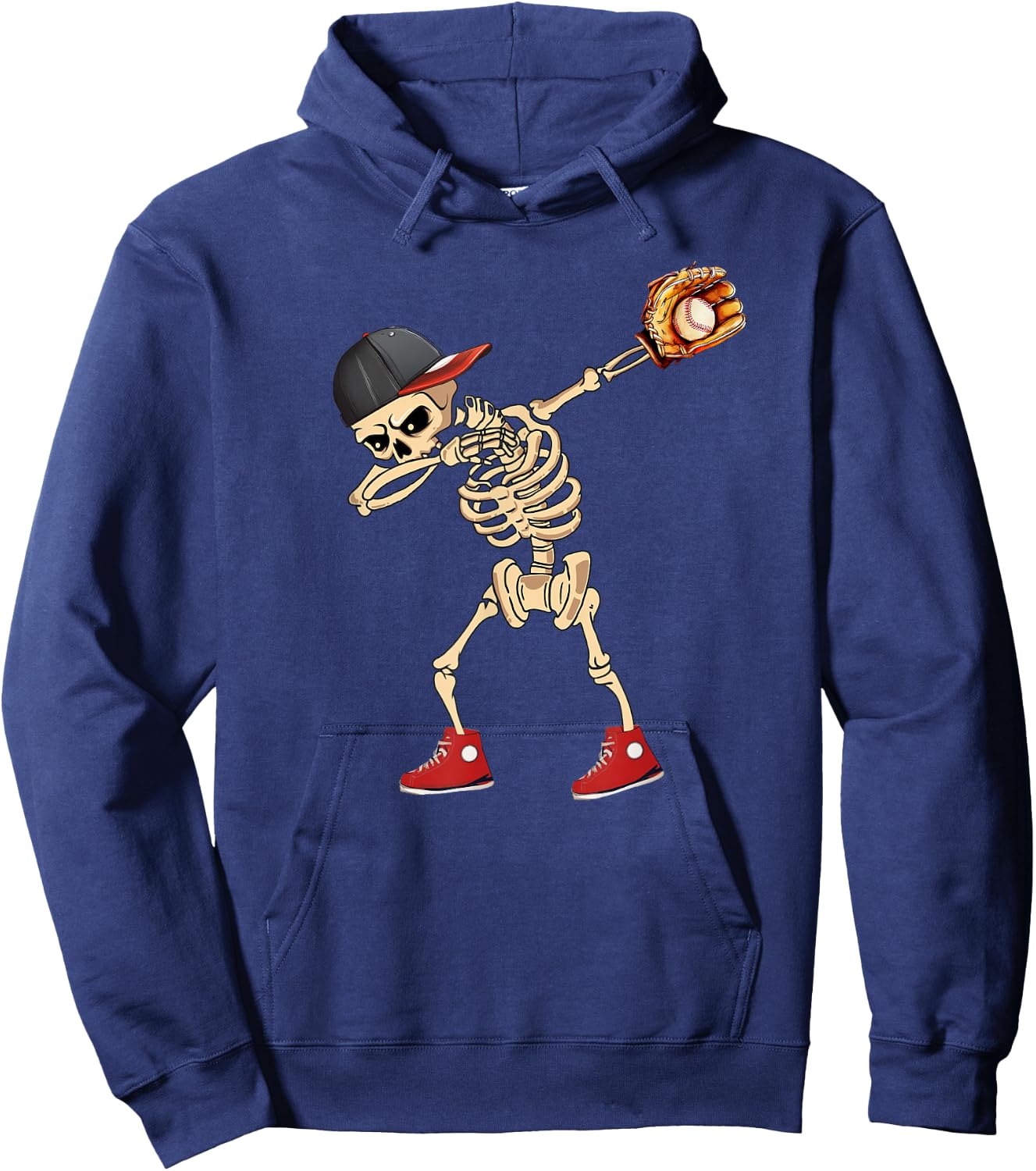 Baseball Player Catcher Pitcher with Mitt Dabbing Skeleton Hoodie - Hoodie | Navy