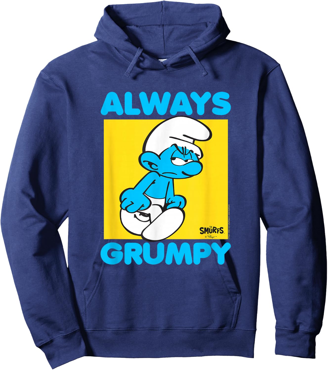 The Smurfs Always Grumpy Retro Cartoon Hoodie - Hoodie | Navy