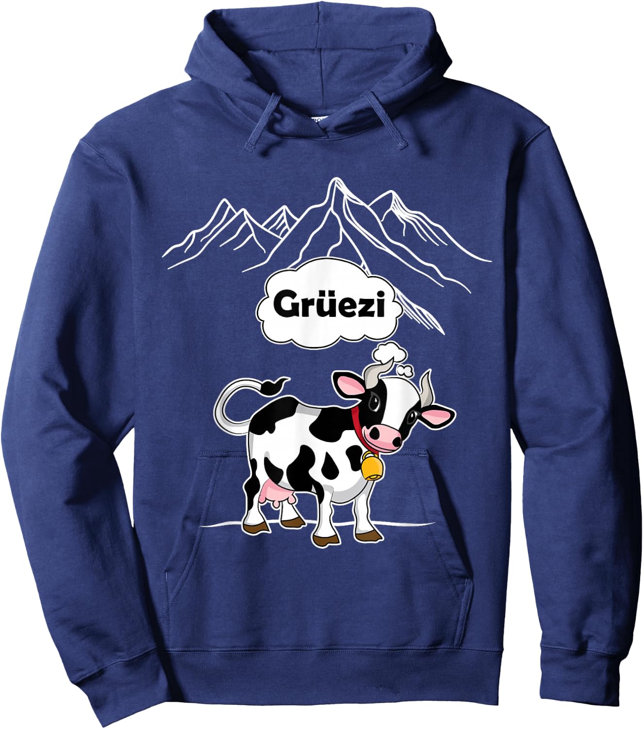 Switzerland Cow Gruezi Swiss German Mountains Hoodie - Hoodie | Navy