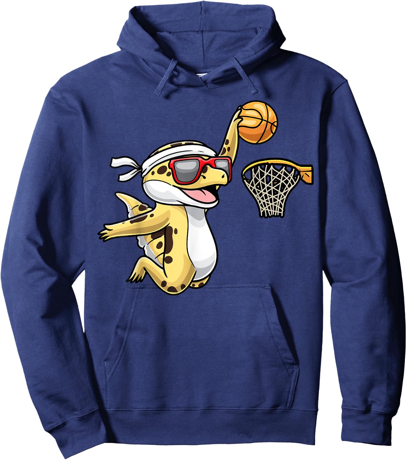 Common Leopard Gecko Playing Basketball Reptile Lizard Hoodie - Hoodie | Navy