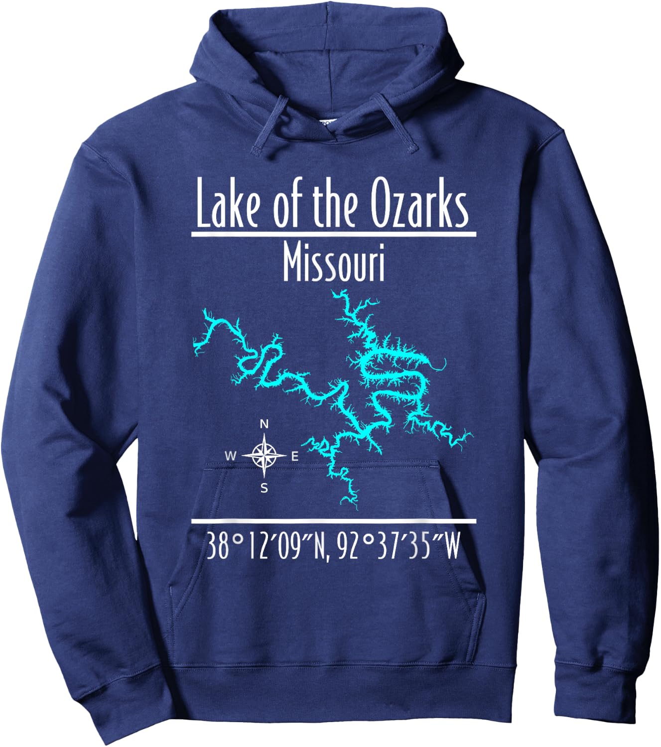 Modern Lake of the Ozarks, Missouri Hoodie - Hoodie | Navy