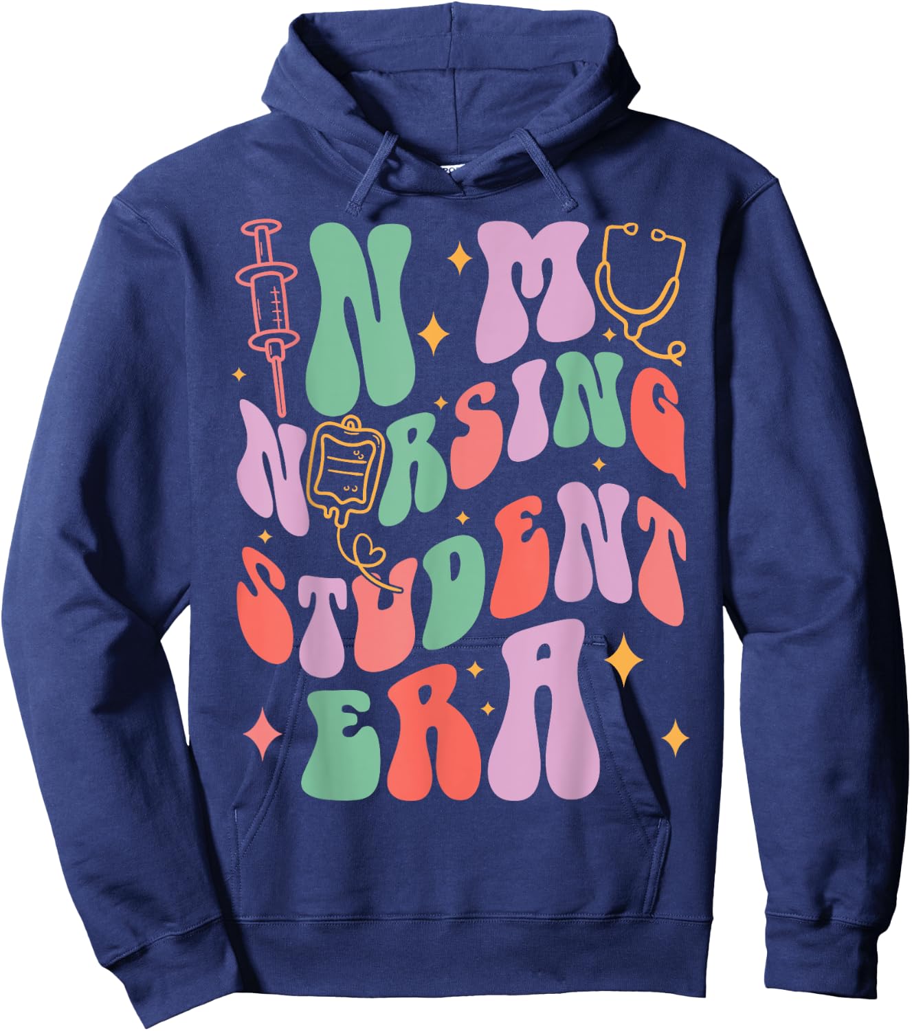 In My Nursing Student Era Groovy Nursing School Future Nurse Hoodie - Hoodie | Navy