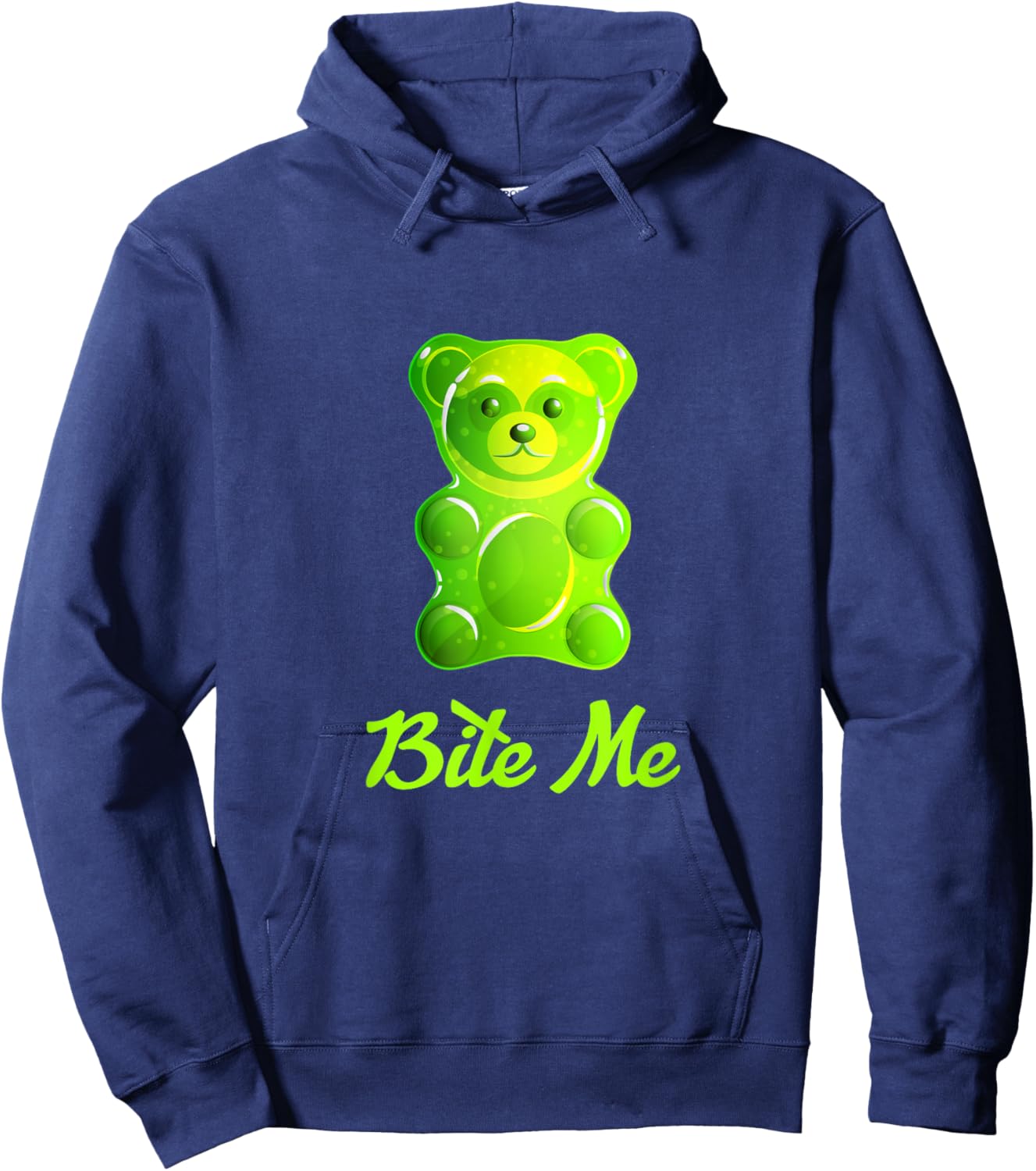 Cool Bite Me Colorful Gummy Bear Candy Illustration Graphic Hoodie - Hoodie | Navy