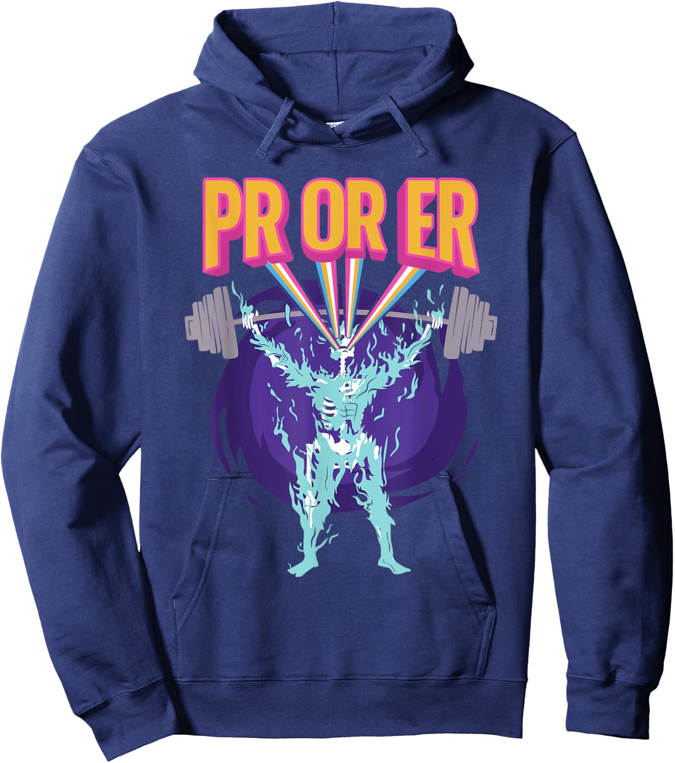 PR Or ER, Workout Bodybuilding Gym Weightlifting Hoodie - Hoodie | Navy