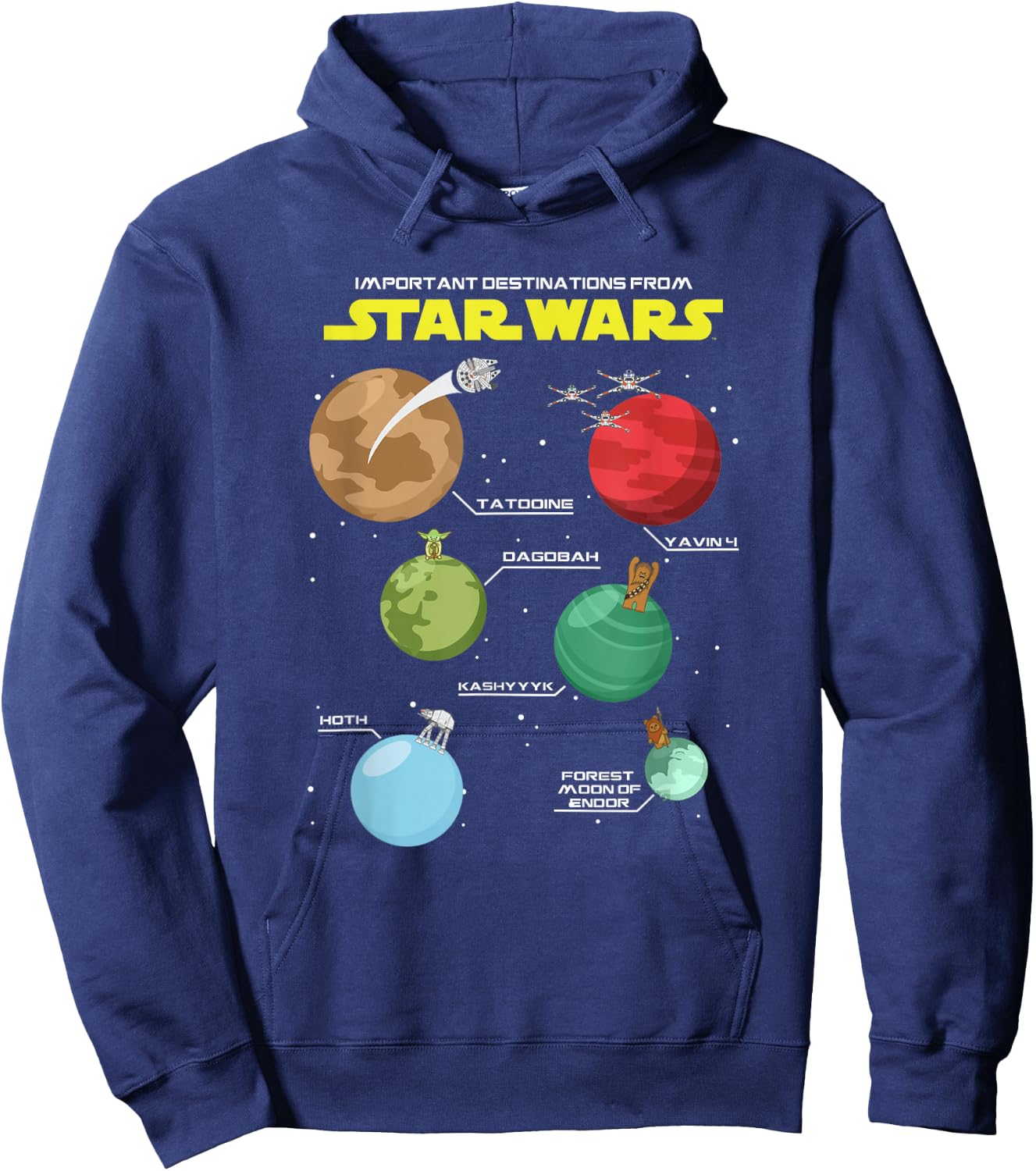 Star Wars Classic Important Destinations Planet Travel Icons Hoodie - Hoodie | Navy