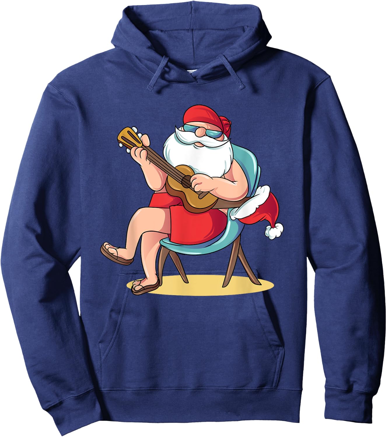 Santa Claus Hawaian Guitar Christmas in July Hoodie - Hoodie | Navy