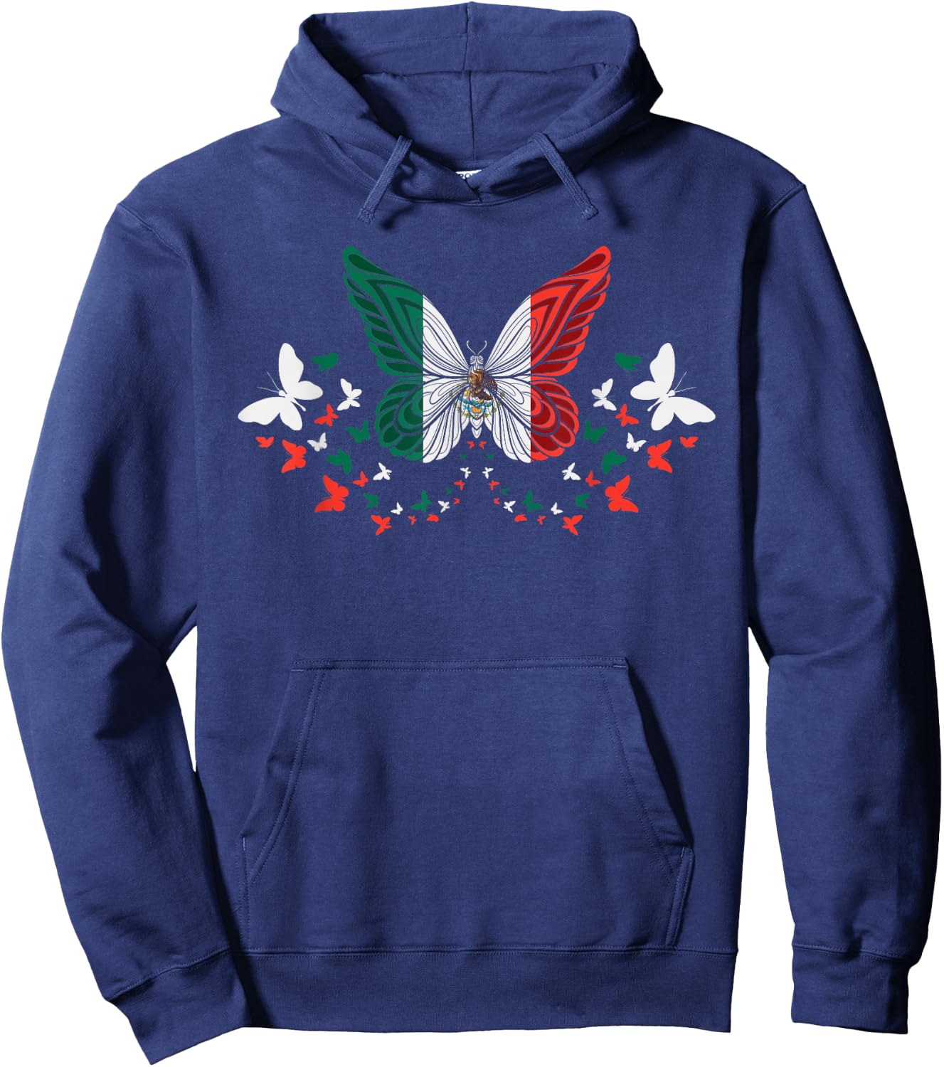 Mexico Mexican Mexico Flag Butterflies Hoodie - Hoodie | Navy