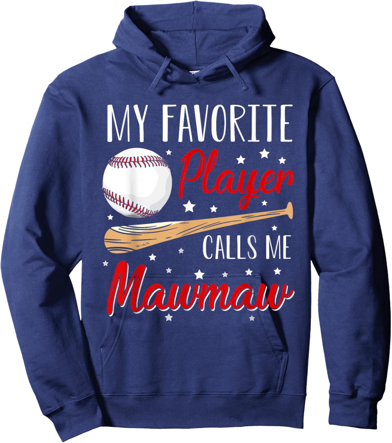 Baseball My Favorite Player Calls Me Mawmaw Heart Grandma Hoodie - Hoodie | Navy
