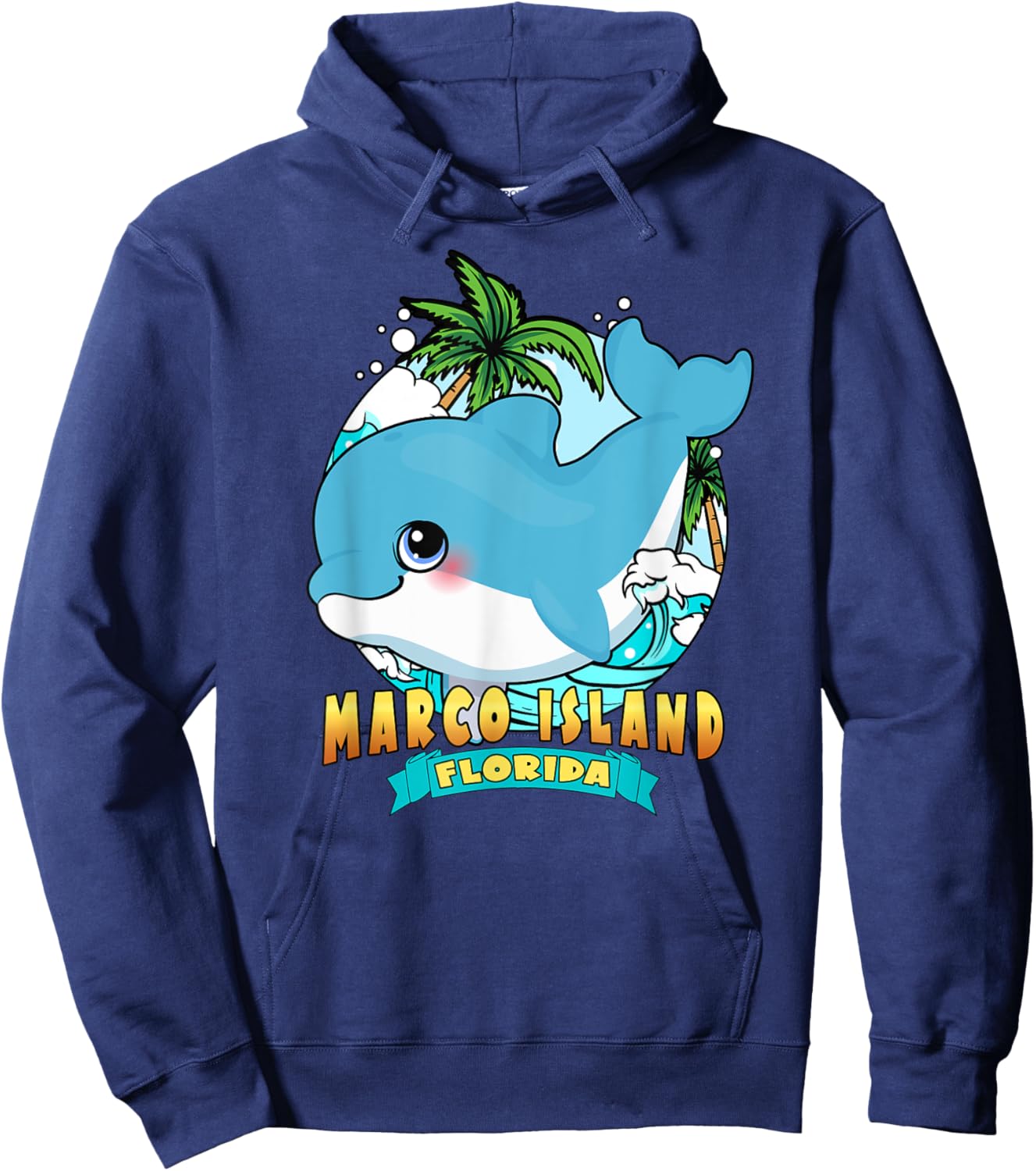 MARCO ISLAND FLORIDA | Cute Baby Dolphin Souvenir Hoodie - Hoodie | Navy