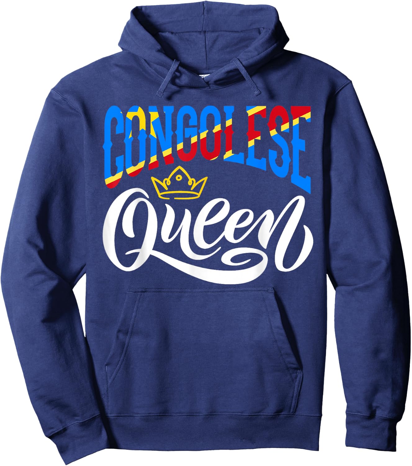 DR Congo - Congolese Heritage Roots Flag Designs Congolese Queen DR Congo Flag Hoodie - Hoodie | Navy