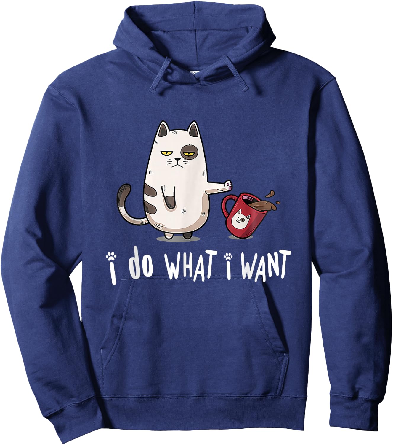 Meow I Do What I Want Vintage Black Cat Red Cup Funny My Cat Hoodie - Hoodie | Navy
