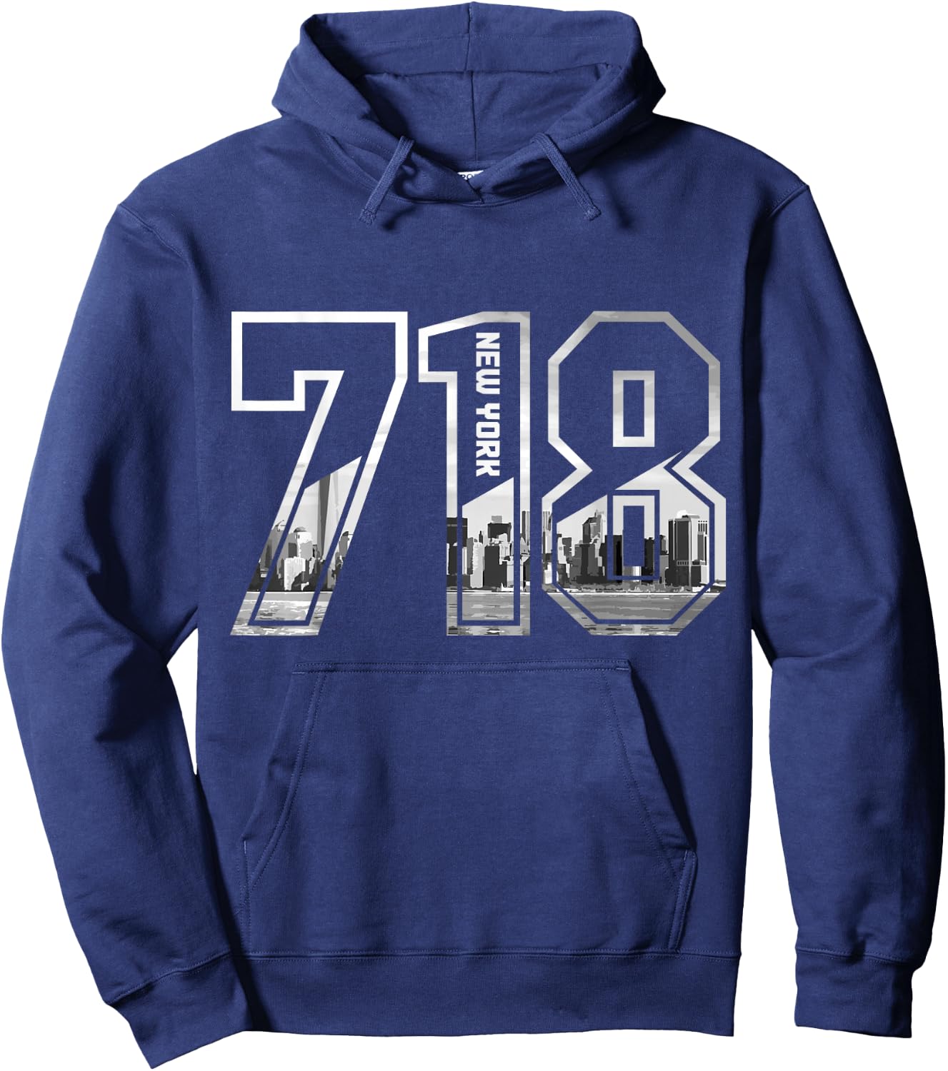 New York City 718 Area Code Pride NY Brooklyn Queens Vintage Hoodie - Hoodie | Navy