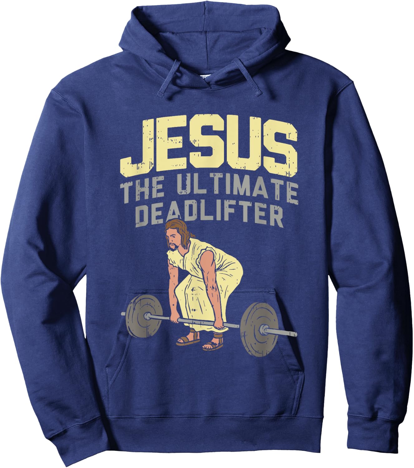 Vintage Jesus The Ultimate Deadlifter Funny Christian Gym Hoodie - Hoodie | Navy