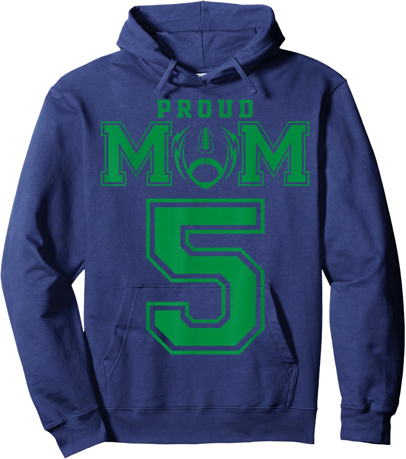 Custom Proud Football Mom Number 5 G Personalized Hoodie - Hoodie | Navy