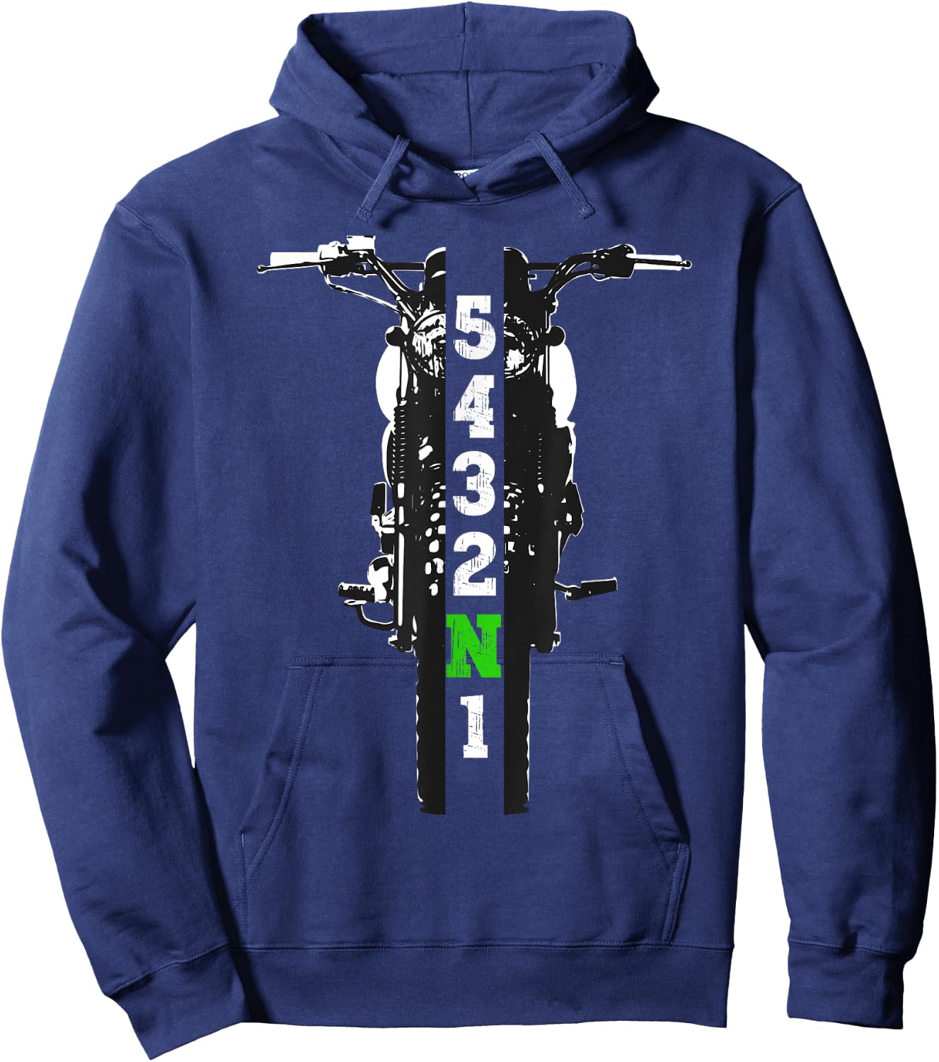 Motorcycle Shift Pattern One Down Four Up Hoodie - Hoodie | Navy