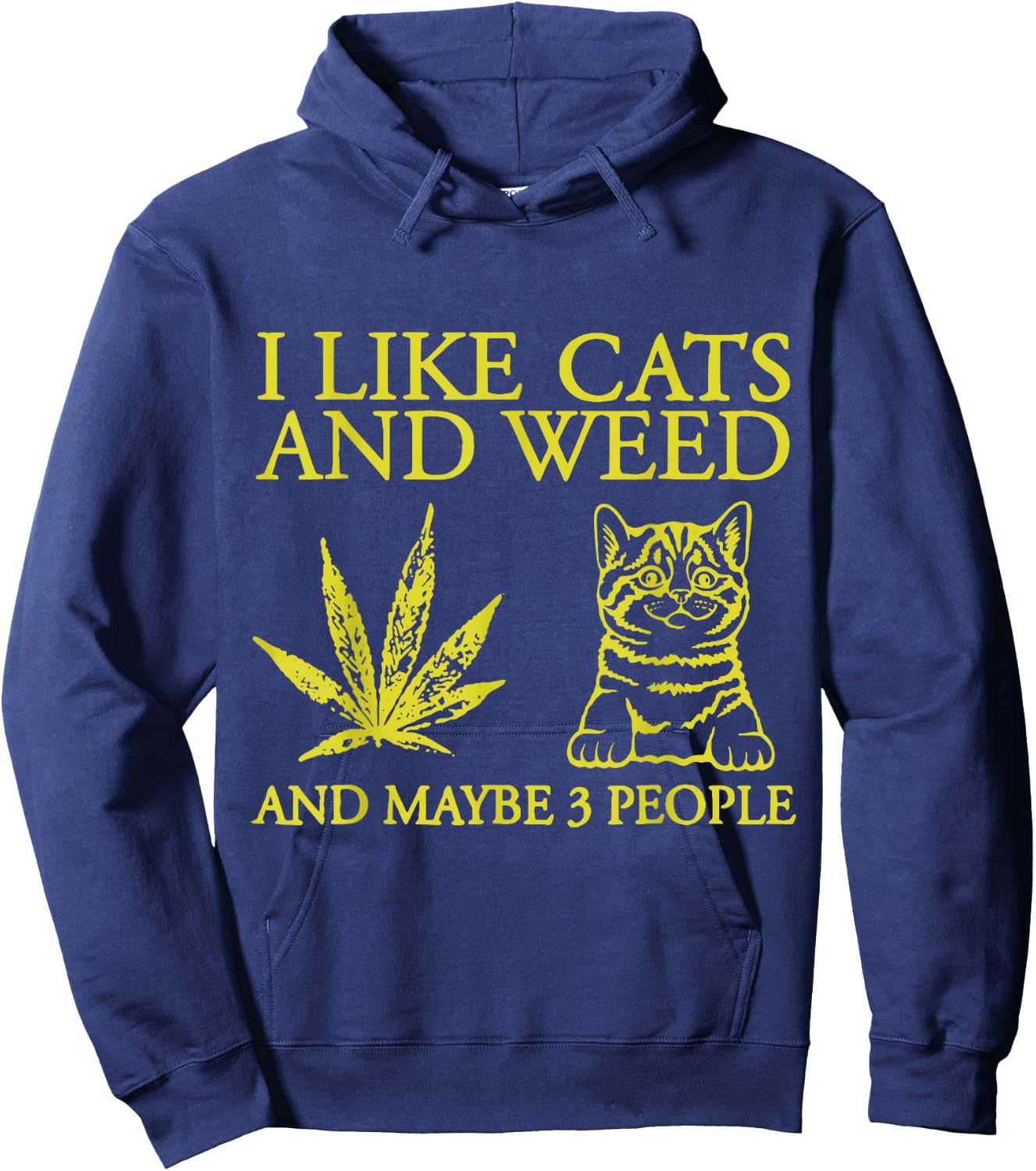 I Like Cats And Weed And Maybe 3 People Funny Cat Lover Hoodie - Hoodie | Navy