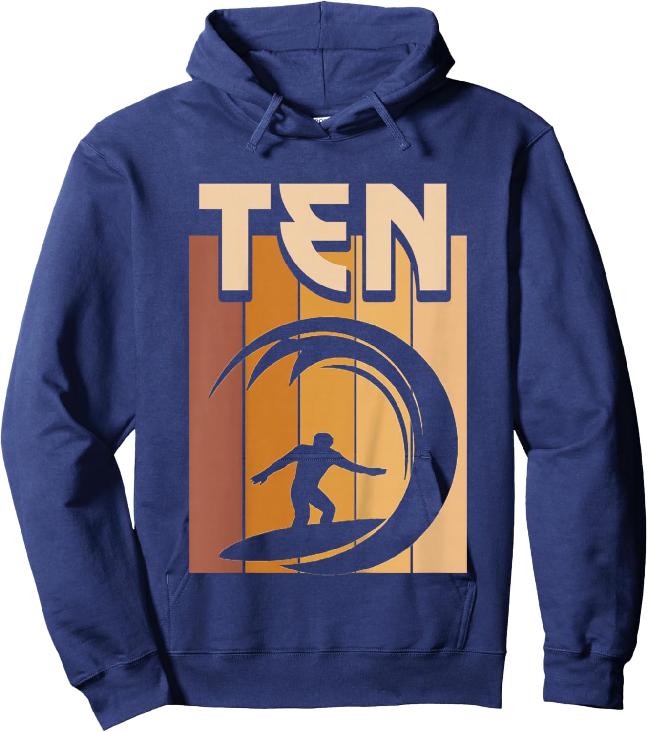 Kids 10 Year Old Surfing Birthday Boy Girl 10th Birthday Surfer Hoodie - Hoodie | Navy