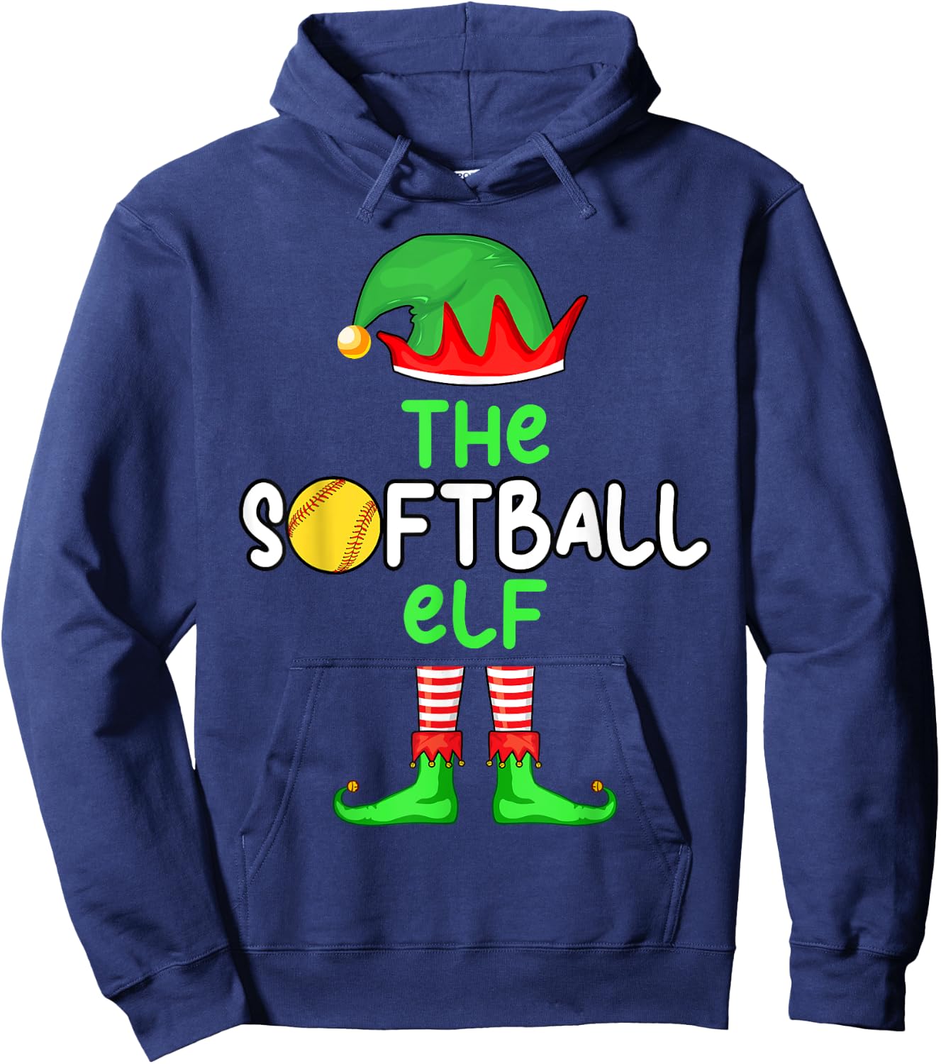 I'm The Softball Elf Christmas Family Matching Pajama Hoodie - Hoodie | Navy