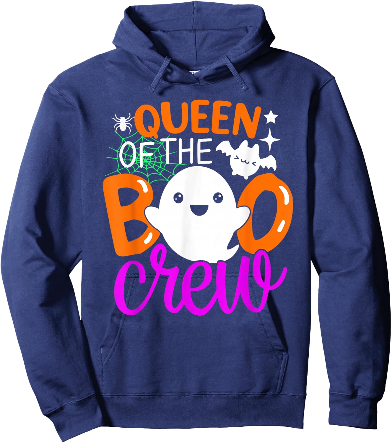 Queen Of The Boo Crew Funny Halloween Family Matching Hoodie - Hoodie | Navy