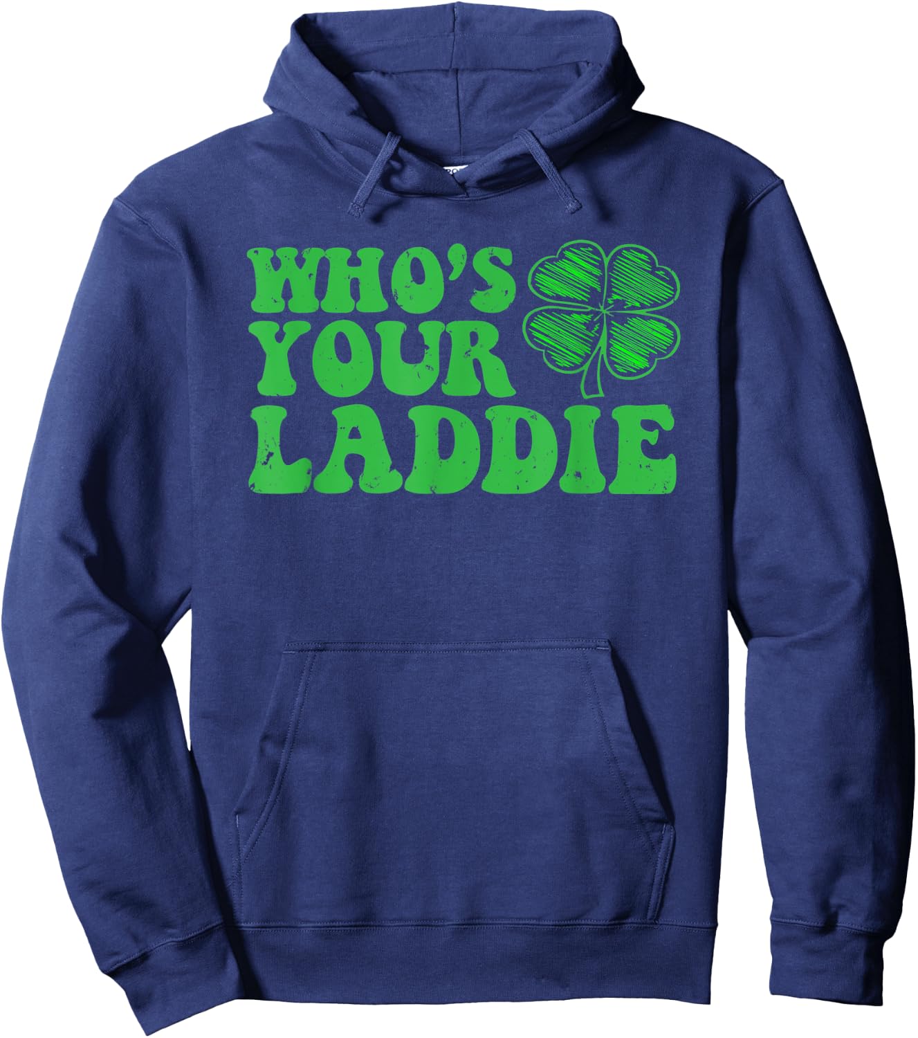 Vintage Style Who's Your Laddie Four Leaf Clover Hoodie - Hoodie | Navy