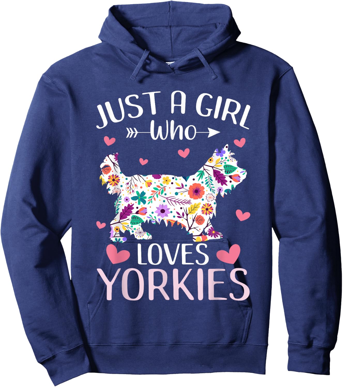 Just A Girl Who Loves Yorkies Cute Dog Lover girls kids Hoodie - Hoodie | Navy
