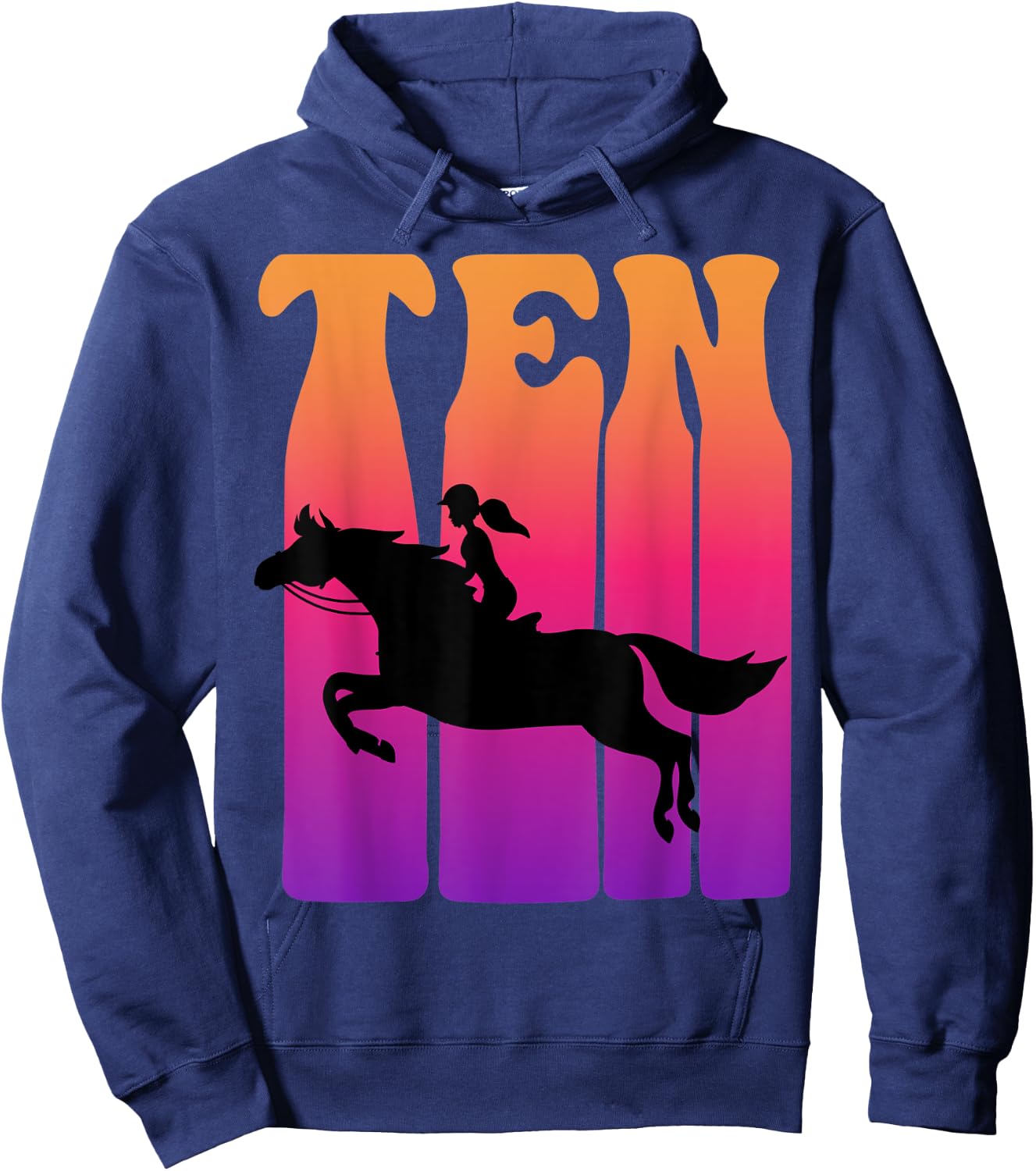 Girl Horseback Rider, I'm 10 Year Old, Kids 10th Birthday Hoodie - Hoodie | Navy