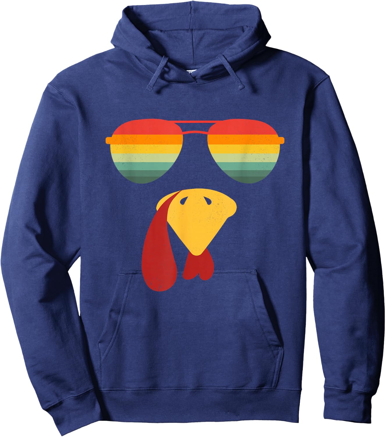 Turkey Face Sunglasses Thanksgiving Boys Kids Cool Turkey Hoodie - Hoodie | Navy