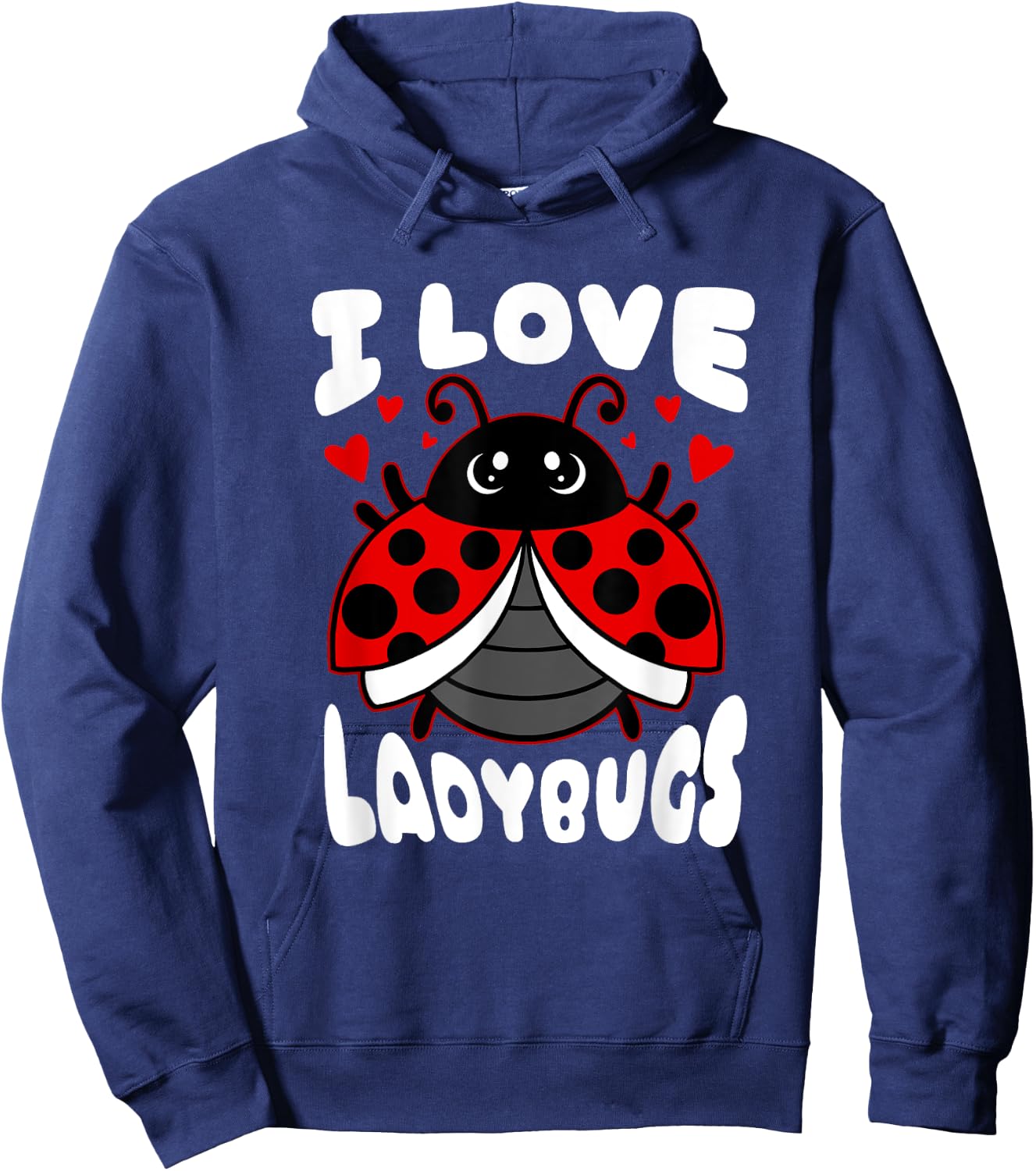 I Love Ladybugs Flying Ladybug Heart Hoodie - Hoodie | Navy