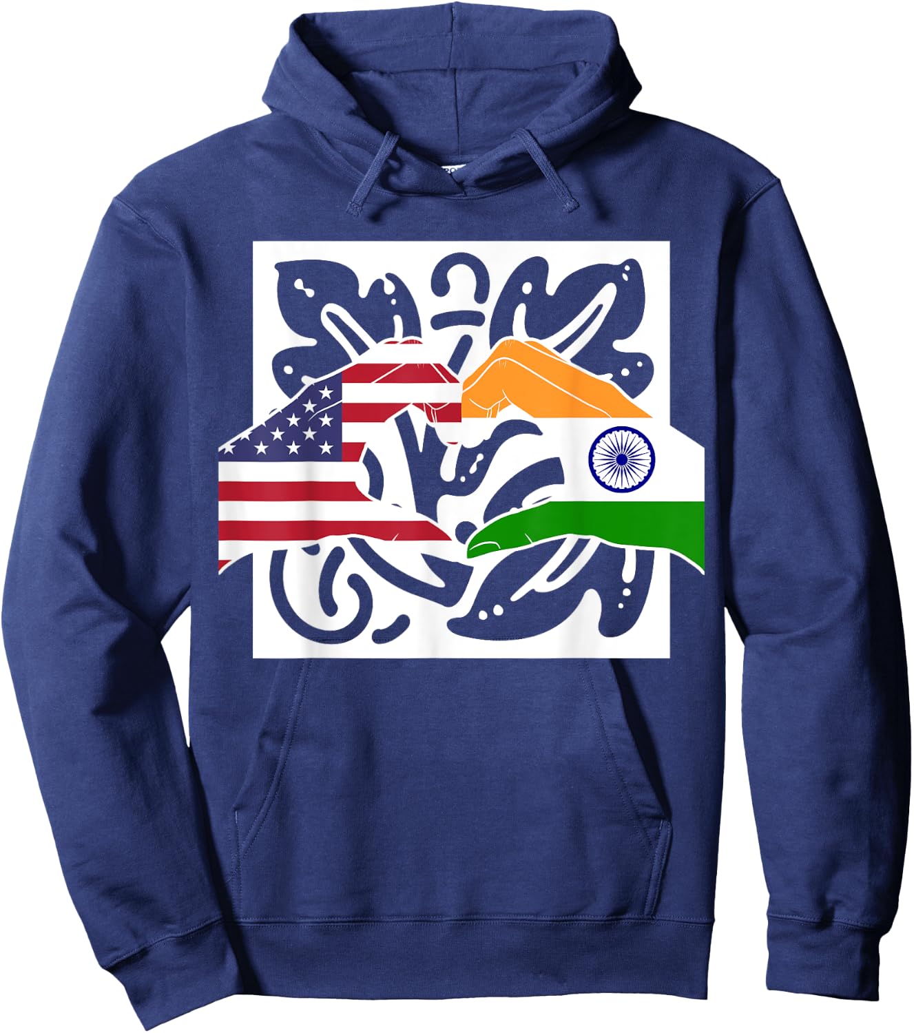 America USA American India Indian Mixed DNA Flag Hoodie - Hoodie | Navy