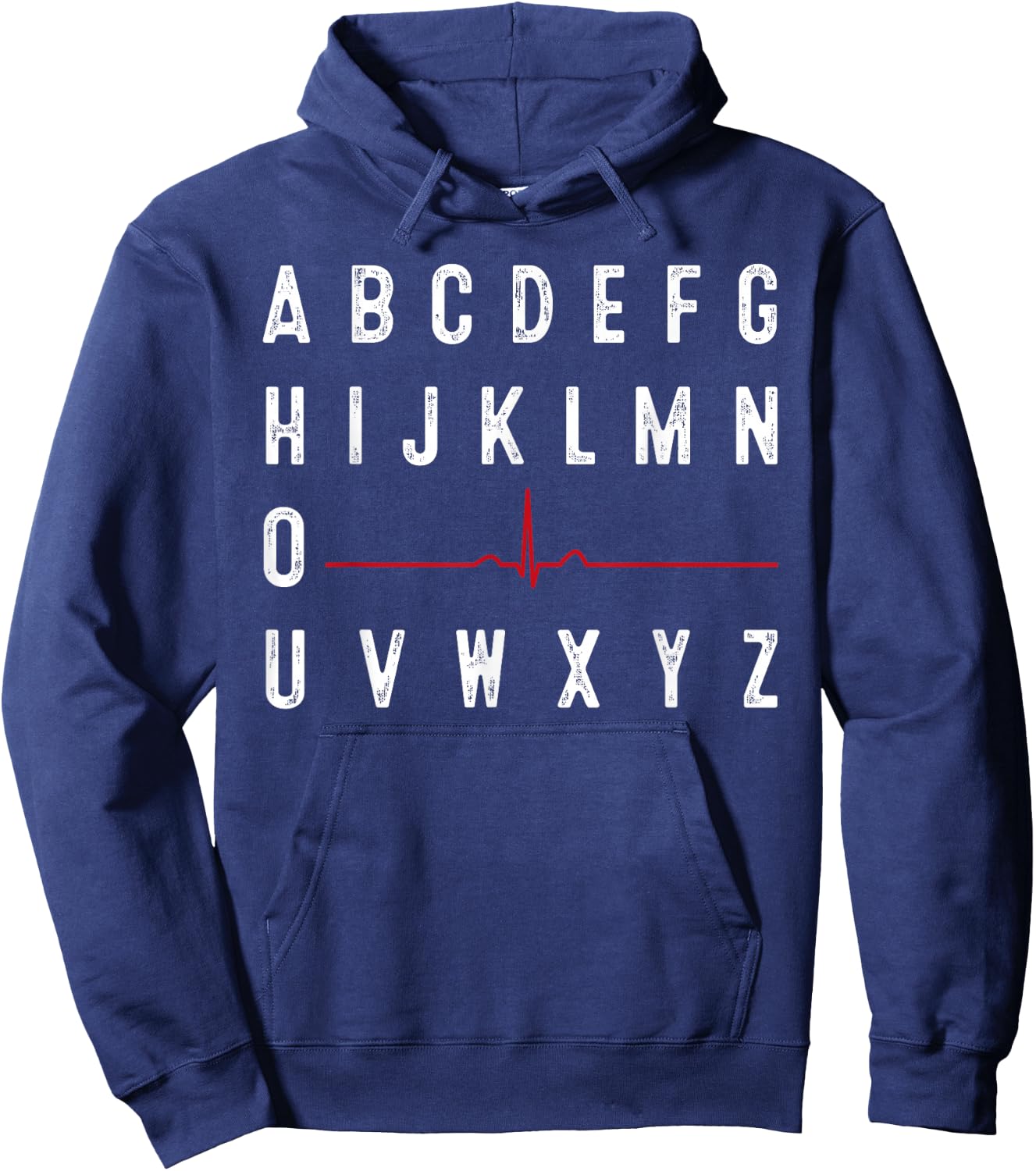 PQRST Nurses Day Funny Nurse Alphabet Cardiac Cycle Black 3X-Large Adults Hoodie - Hoodie | Navy