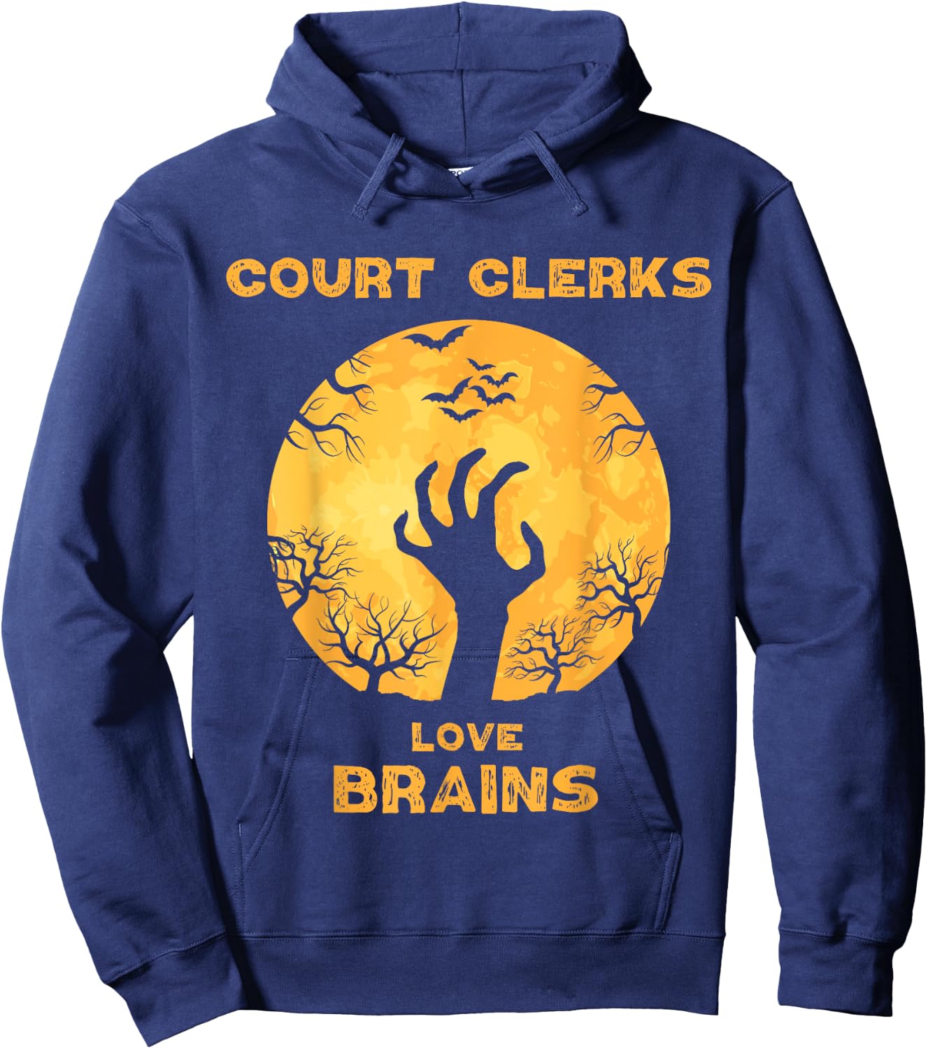 Court Clerks Love Brains Funny Halloween Court Clerk Hoodie - Hoodie | Navy