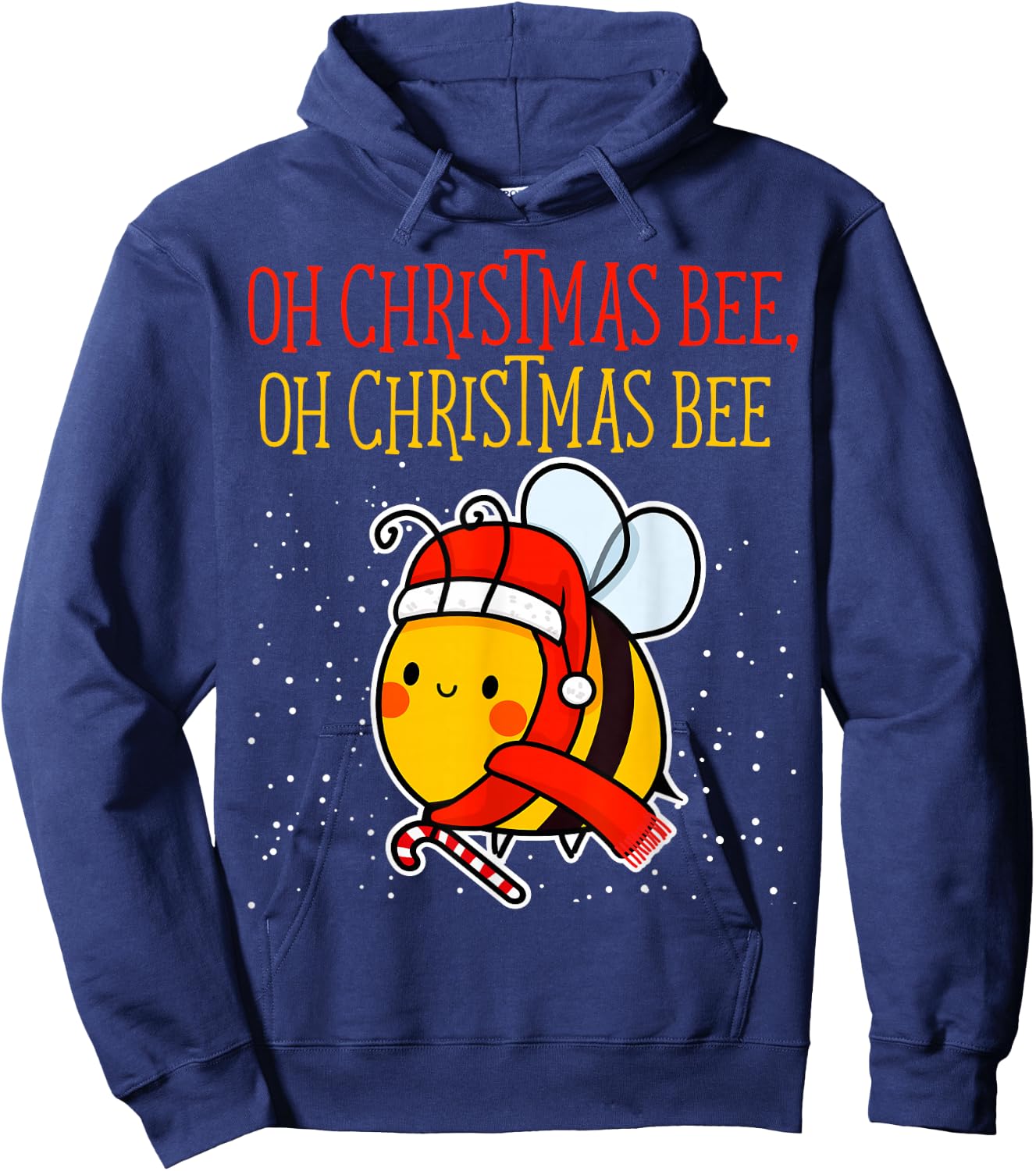 Oh Christmas Bee Wrapped with Lights Funny Apparel Hoodie - Hoodie | Navy