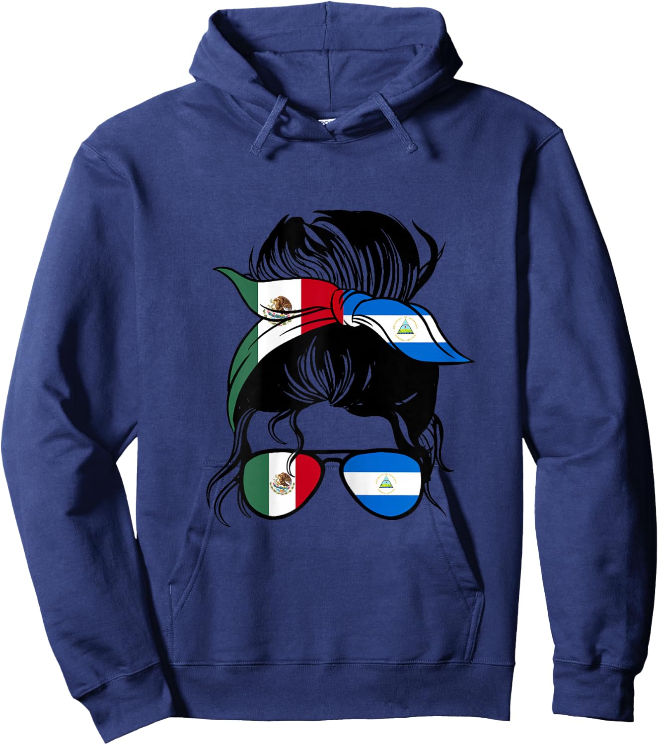 Mexico and Nicaragua Mix Half Mexican and Half Nicaraguan Hoodie - Hoodie | Navy