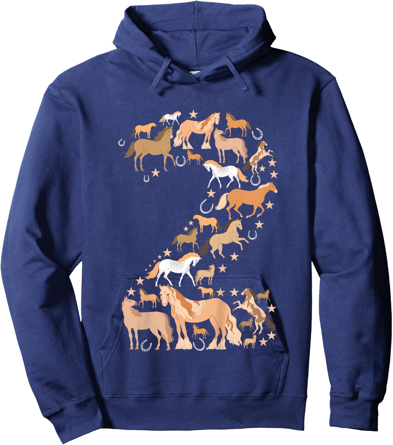 Little Girls 2 Years Old 2nd Birthday Horse Graphic Cute Hoodie - Hoodie | Navy
