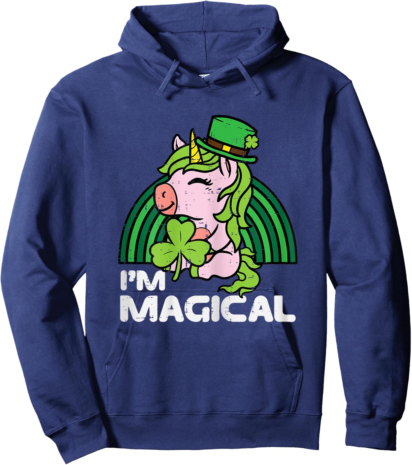 St Patricks Day Unicorn Im Magical Irish Girls Kids Toddlers Hoodie - Hoodie | Navy