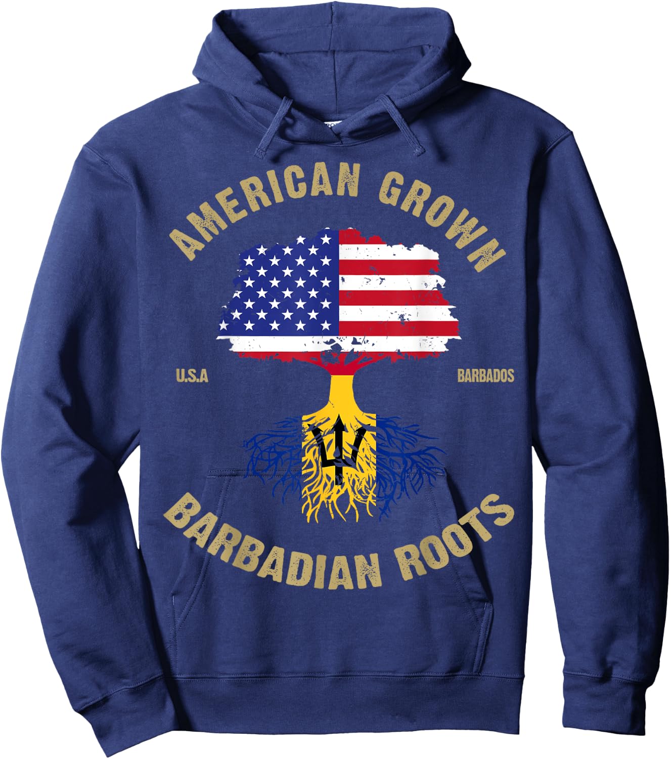 Barbados Bajan Barbadian Heritage Proud Half Barbadian Flag Hoodie - Hoodie | Navy