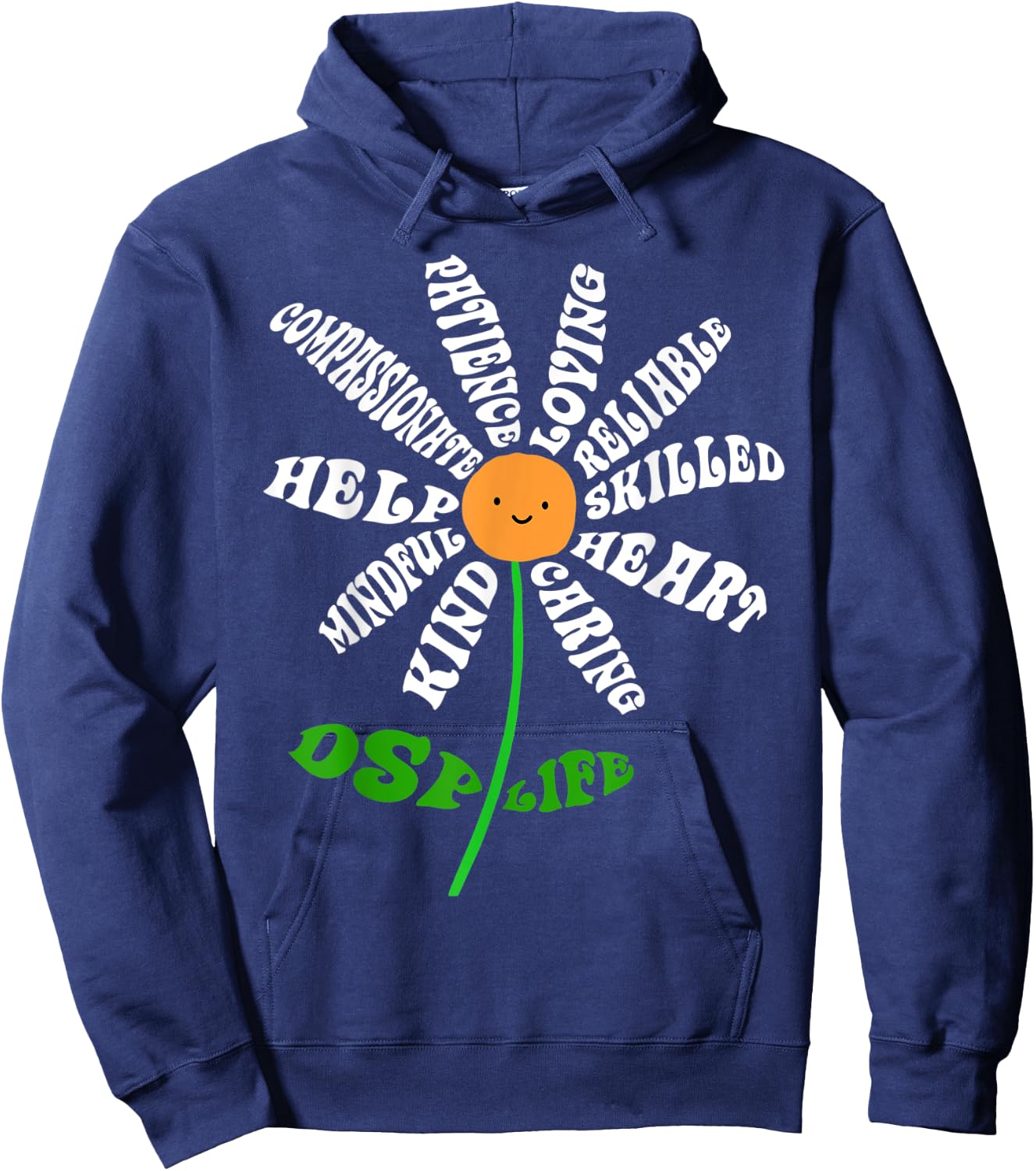 DSP Life Heart Word Inspirational Flower RN Nurse DSP Gifts Hoodie - Hoodie | Navy
