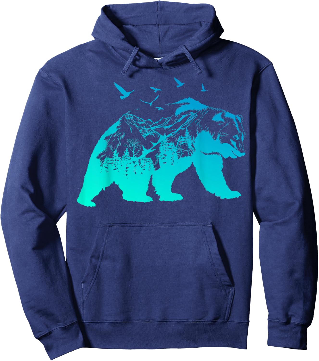 Bear Nature Outdoor Mountains Forest Trees Bear Wildlife Hoodie - Hoodie | Navy