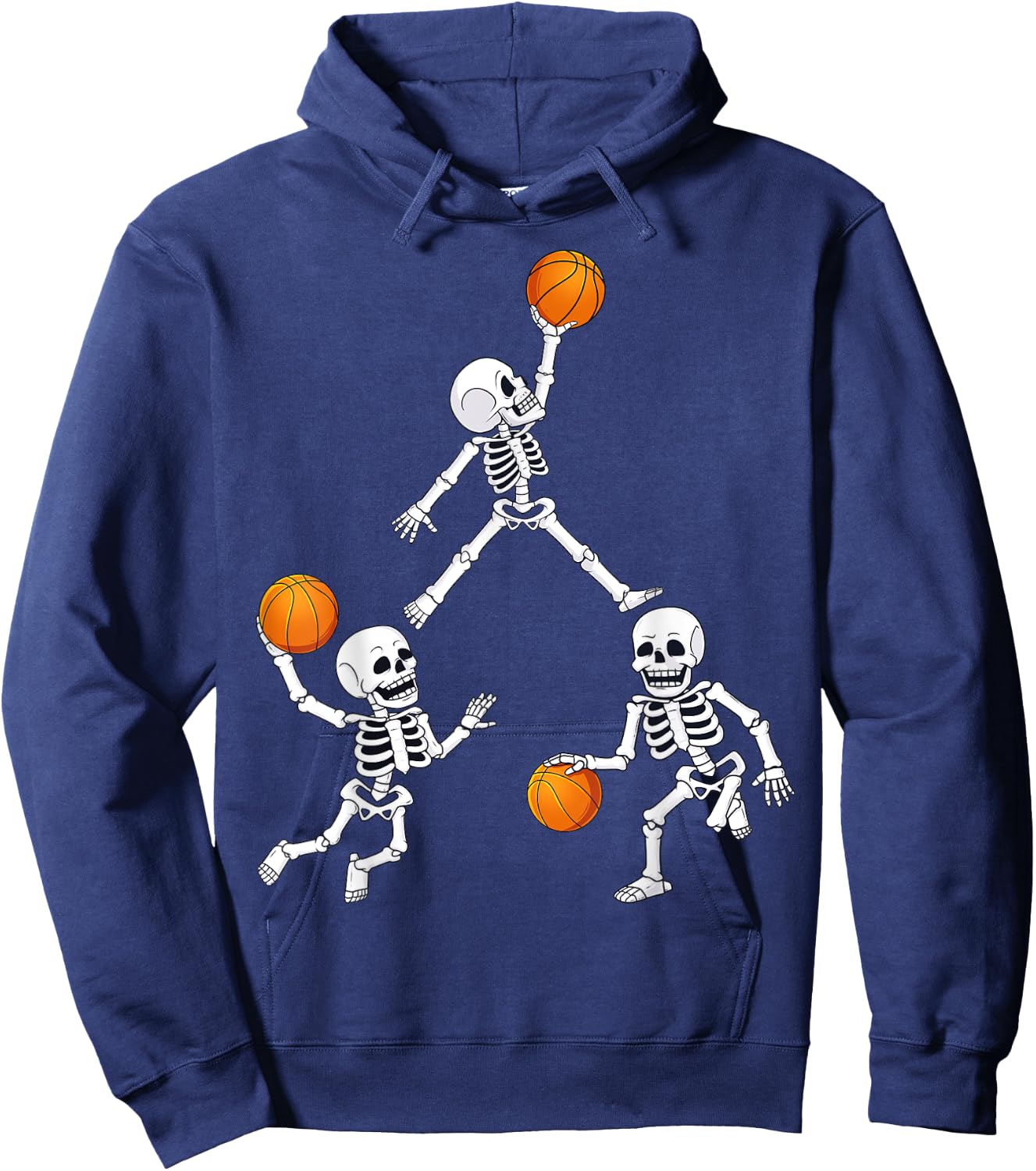 Basketball Halloween Skeleton Dunking Dribble Boys Kids Teen Hoodie - Hoodie | Navy