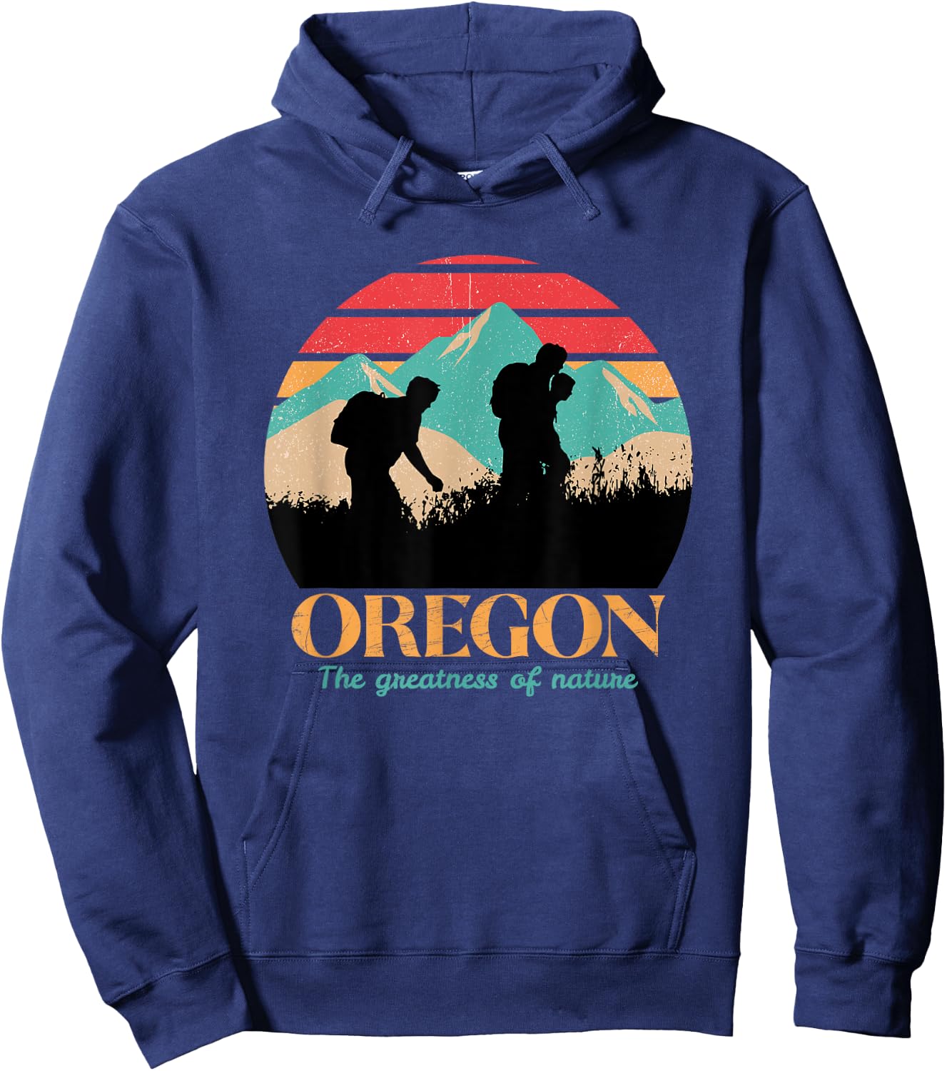 Oregon Hiking Mountains - Retro Aesthetic Design - Classic Hoodie - Hoodie | Navy