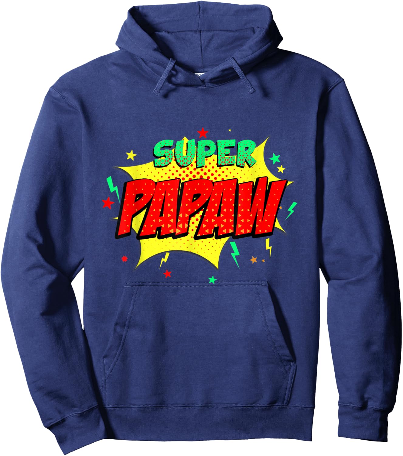 Super Papaw Comic Themed Style Superhero Fathers Day Hoodie - Hoodie | Navy