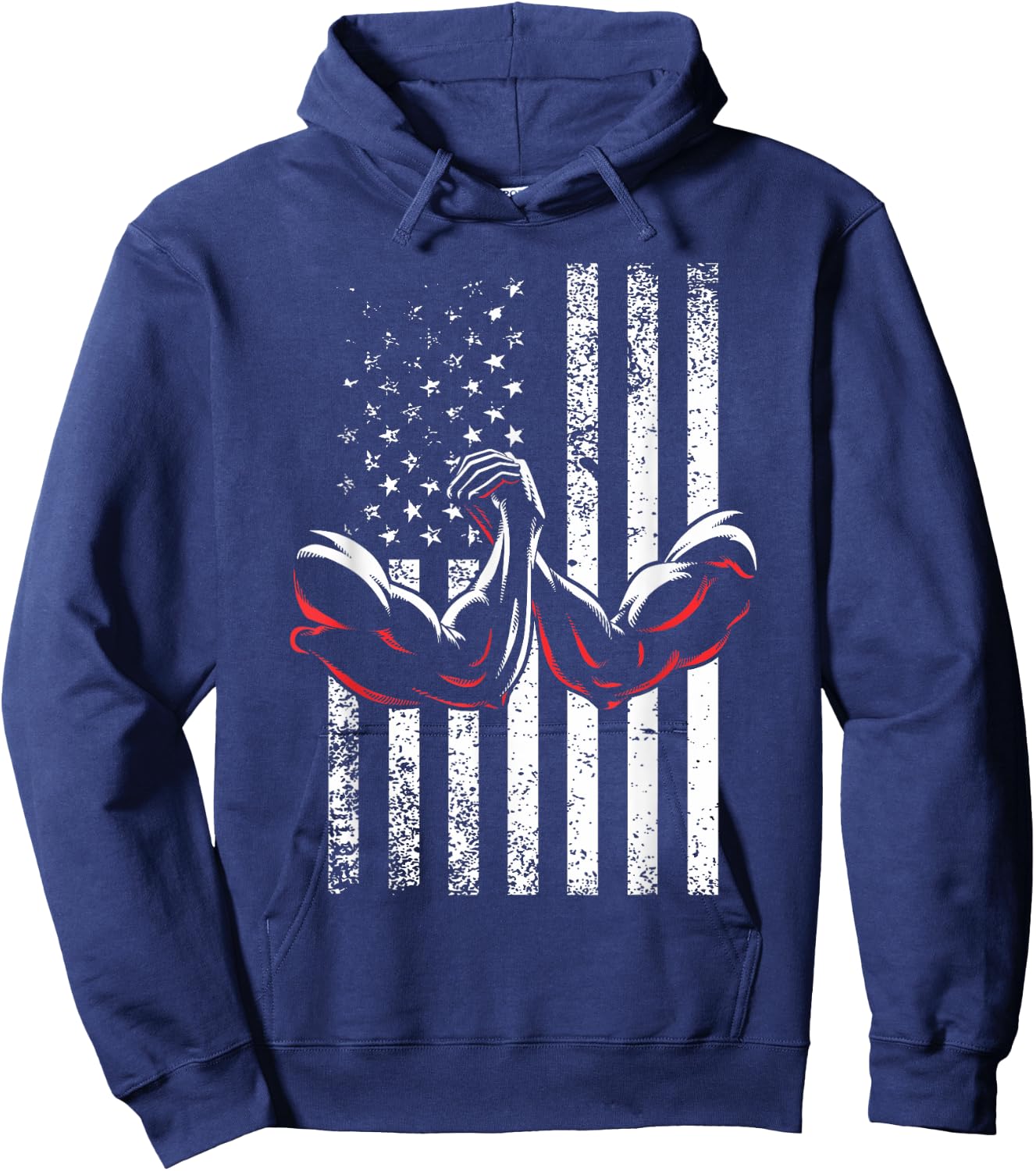 USA Flag Arm Wrestling Table Patriotic Armwrestling Machine Hoodie - Hoodie | Navy