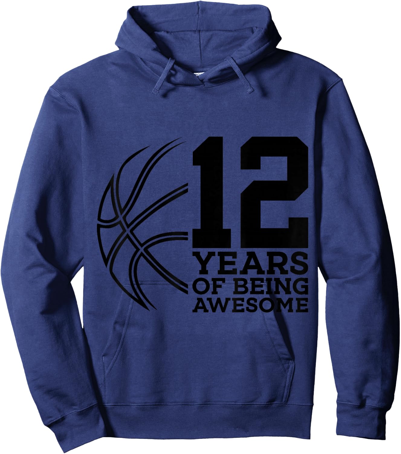 12 Years of Being Awesome Basketball 12th Birthday Hoodie - Hoodie | Navy