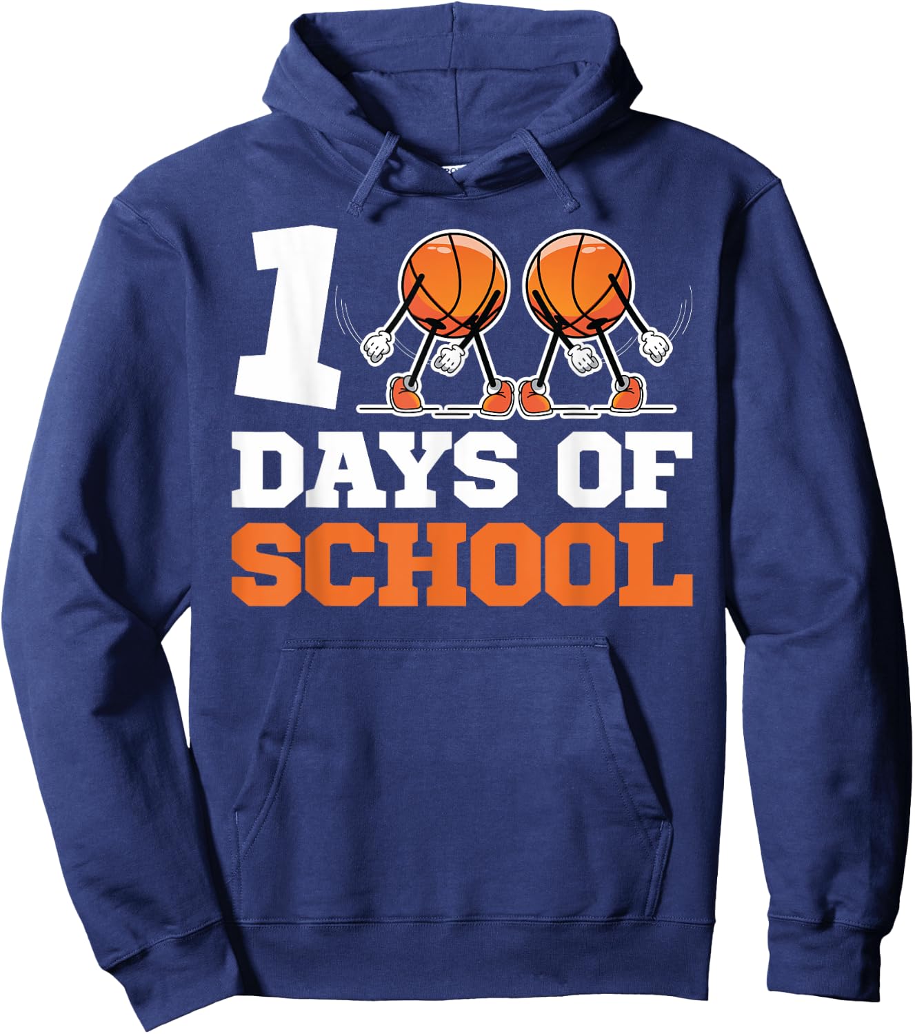 100th Day of School Basketball Kids 100 Days Of School Hoodie - Hoodie | Navy