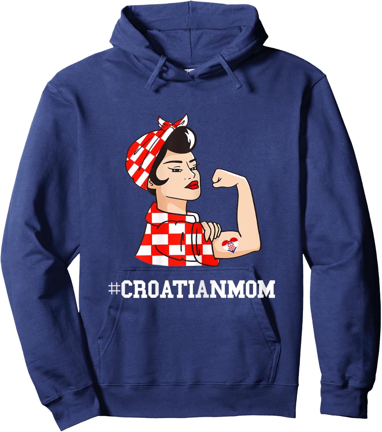 Croatian Mom Tattoo Croatia Strong Croatian Roots Hrvatska Hoodie - Hoodie | Navy